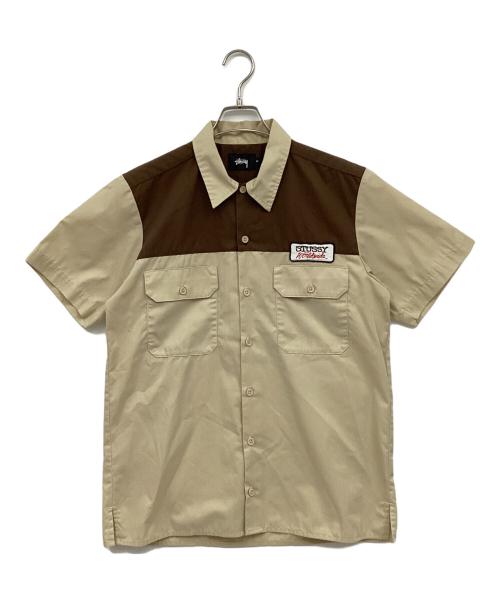 stussy（ステューシー）stussy (ステューシー) 半袖シャツ ブラウン×ベージュ サイズ:Mの古着・服飾アイテム