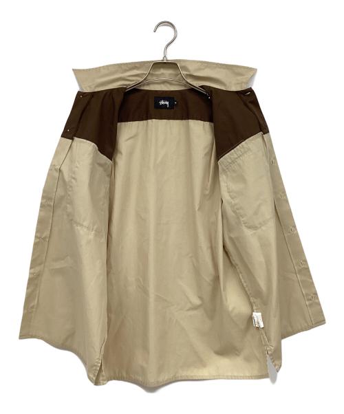 stussy（ステューシー）stussy (ステューシー) 半袖シャツ ブラウン×ベージュ サイズ:Mの古着・服飾アイテム