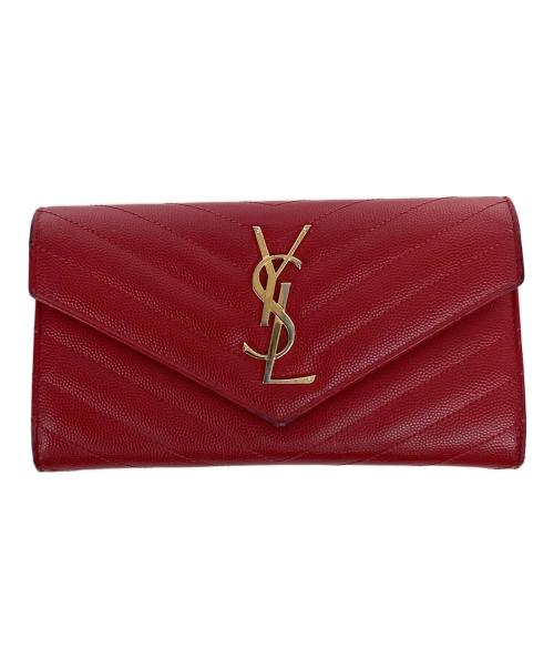 Saint Laurent Paris（サンローランパリ）Saint Laurent Paris (サンローランパリ) サンローランパリ/GUE72264・0516/長財布 レッド×ゴールドの古着・服飾アイテム