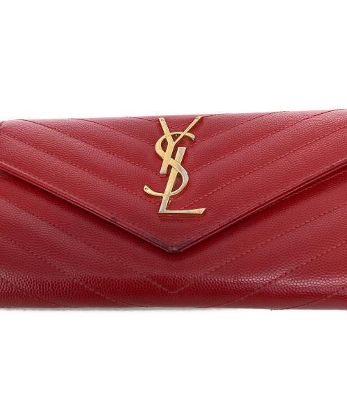 Saint Laurent Paris（サンローランパリ）Saint Laurent Paris (サンローランパリ) サンローランパリ/GUE72264・0516/長財布 レッド×ゴールドの古着・服飾アイテム