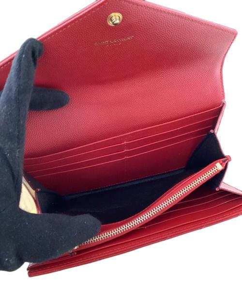 Saint Laurent Paris（サンローランパリ）Saint Laurent Paris (サンローランパリ) サンローランパリ/GUE72264・0516/長財布 レッド×ゴールドの古着・服飾アイテム