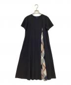 BLUE LABEL CRESTBRIDGEブルーレーベルクレストブリッジ）の古着「チェック切替ワンピース」｜ブラック
