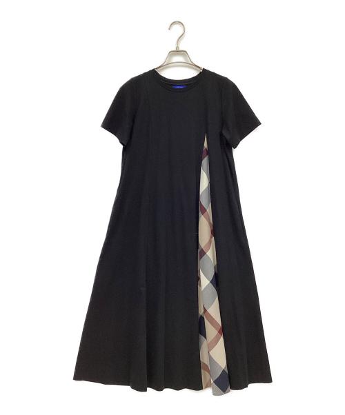 BLUE LABEL CRESTBRIDGE（ブルーレーベルクレストブリッジ）BLUE LABEL CRESTBRIDGE (ブルーレーベルクレストブリッジ) チェック切替ワンピース ブラック サイズ:36の古着・服飾アイテム