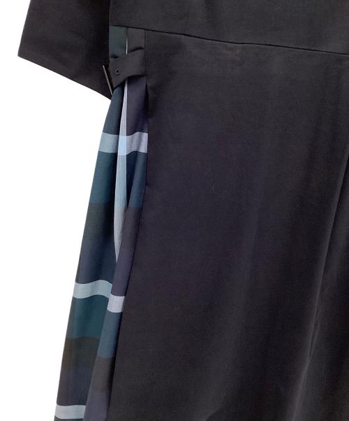 BLUE LABEL CRESTBRIDGE（ブルーレーベルクレストブリッジ）BLUE LABEL CRESTBRIDGE (ブルーレーベルクレストブリッジ) 天竺パーシャルチェックドレス ネイビー×グリーン サイズ:36の古着・服飾アイテム