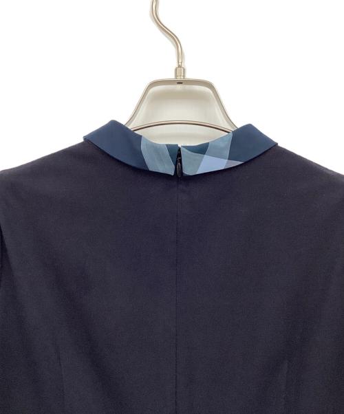 BLUE LABEL CRESTBRIDGE（ブルーレーベルクレストブリッジ）BLUE LABEL CRESTBRIDGE (ブルーレーベルクレストブリッジ) 天竺パーシャルチェックドレス ネイビー×グリーン サイズ:36の古着・服飾アイテム