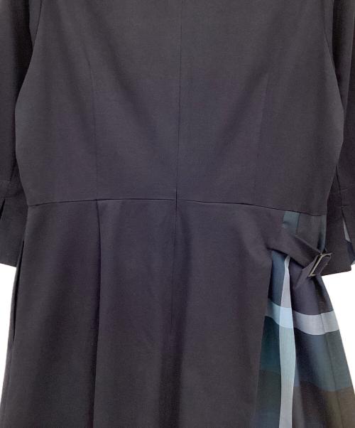 BLUE LABEL CRESTBRIDGE（ブルーレーベルクレストブリッジ）BLUE LABEL CRESTBRIDGE (ブルーレーベルクレストブリッジ) 天竺パーシャルチェックドレス ネイビー×グリーン サイズ:36の古着・服飾アイテム