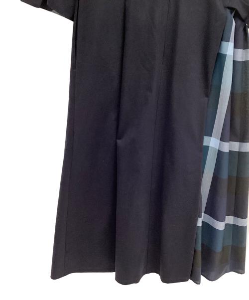 BLUE LABEL CRESTBRIDGE（ブルーレーベルクレストブリッジ）BLUE LABEL CRESTBRIDGE (ブルーレーベルクレストブリッジ) 天竺パーシャルチェックドレス ネイビー×グリーン サイズ:36の古着・服飾アイテム