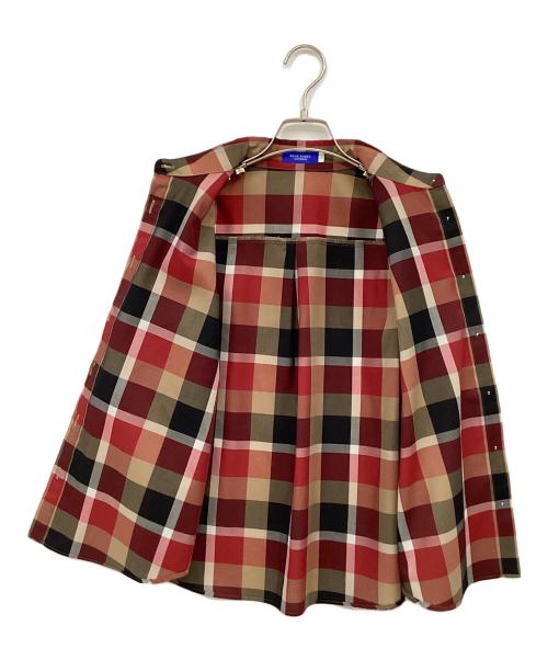 BLUE LABEL CRESTBRIDGE（ブルーレーベルクレストブリッジ）BLUE LABEL CRESTBRIDGE (ブルーレーベルクレストブリッジ) クレストブリッジチェックブラウス ブラウン×レッド サイズ:36の古着・服飾アイテム