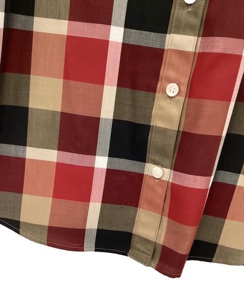 BLUE LABEL CRESTBRIDGE（ブルーレーベルクレストブリッジ）BLUE LABEL CRESTBRIDGE (ブルーレーベルクレストブリッジ) クレストブリッジチェックブラウス ブラウン×レッド サイズ:36の古着・服飾アイテム