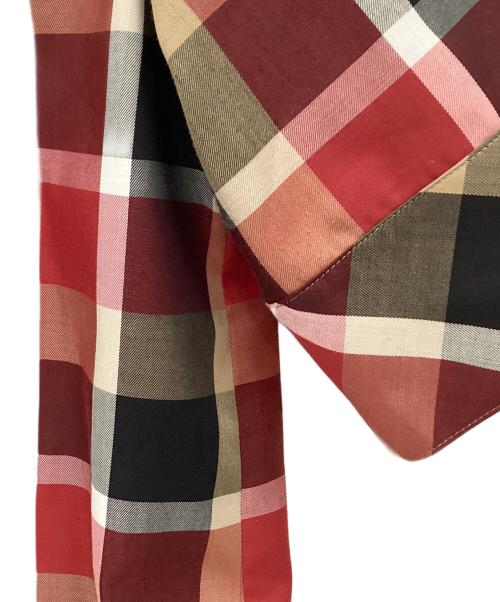 BLUE LABEL CRESTBRIDGE（ブルーレーベルクレストブリッジ）BLUE LABEL CRESTBRIDGE (ブルーレーベルクレストブリッジ) クレストブリッジチェックブラウス ブラウン×レッド サイズ:36の古着・服飾アイテム