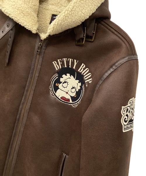 The BRAVE（ザブレイブ）The BRAVE (ザブレイブ) BETTY BOOP (ベティー・ブープ) フード付ボンディングジャケット ブラウン×アイボリー サイズ:Mの古着・服飾アイテム
