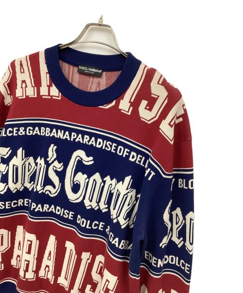 DOLCE & GABBANA（ドルチェ＆ガッバーナ）DOLCE & GABBANA (ドルチェ＆ガッバーナ) ジャガードニット ネイビー×レッド サイズ:Lの古着・服飾アイテム