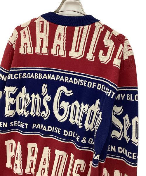 DOLCE & GABBANA（ドルチェ＆ガッバーナ）DOLCE & GABBANA (ドルチェ＆ガッバーナ) ジャガードニット ネイビー×レッド サイズ:Lの古着・服飾アイテム