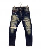 DSQUARED2ディースクエアード）の古着「パッチワークデニムパンツ」｜インディゴ