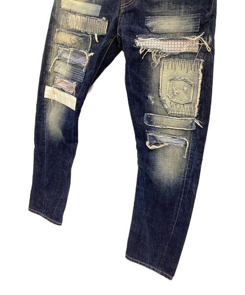 DSQUARED2（ディースクエアード）DSQUARED2 (ディースクエアード) パッチワークデニムパンツ インディゴ サイズ:44の古着・服飾アイテム