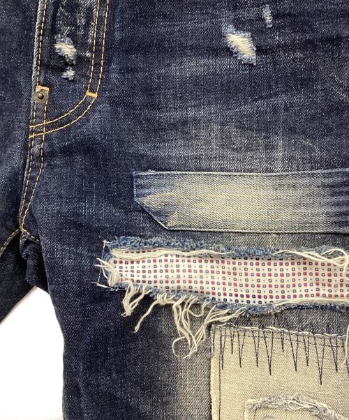 DSQUARED2（ディースクエアード）DSQUARED2 (ディースクエアード) パッチワークデニムパンツ インディゴ サイズ:44の古着・服飾アイテム