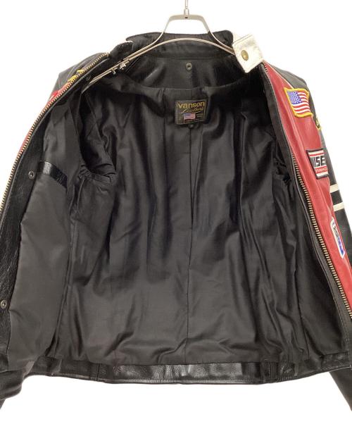 VANSON（バンソン）VANSON (バンソン) レーシングレザージャケット レッド×ブラック サイズ:38の古着・服飾アイテム