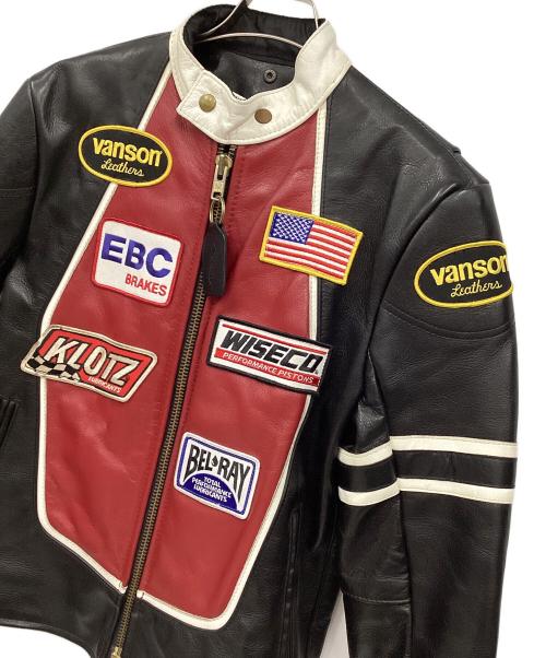 VANSON（バンソン）VANSON (バンソン) レーシングレザージャケット レッド×ブラック サイズ:38の古着・服飾アイテム