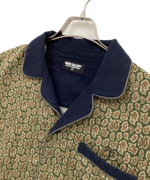 RUDE GALLERY（ルードギャラリー）RUDE GALLERY (ルードギャラリー) PAISLEY PAJAMA SHIRTS グリーン×カーキ サイズ:5の古着・服飾アイテム