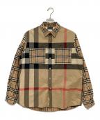 BURBERRYバーバリー）の古着「ノバチェックパッチワークシャツ」｜ベージュ