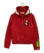 A BATHING APEア ベイシング エイプ）の古着「ジップパーカー」｜レッド×ホワイト