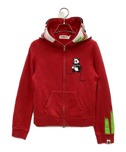 A BATHING APE（アベイシングエイプ）A BATHING APE (ア ベイシング エイプ) ジップパーカー レッド×ホワイト サイズ:XXSの古着・服飾アイテム