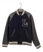 LACOSTEラコステ）の古着「レザー切替スタジャン」｜ブラック×ホワイト