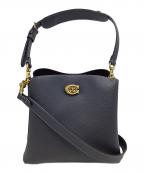 COACHコーチ）の古着「コーチ/C3766/2WAYショルダーバッグ」｜ネイビー×ゴールド
