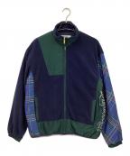 RUSSELUNOラッセルノ）の古着「FLEECE COMBI BLOUZON」｜ネイビー×グリーン