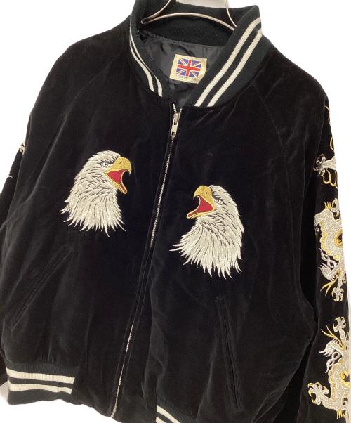 LONDON F.B.（ロンドン エフビー）LONDON F.B. (ロンドン エフビー) ベロアスカジャン ブラック×ホワイト サイズ:FREEの古着・服飾アイテム