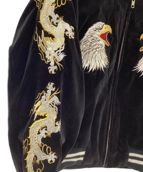 LONDON F.B.（ロンドン エフビー）LONDON F.B. (ロンドン エフビー) ベロアスカジャン ブラック×ホワイト サイズ:FREEの古着・服飾アイテム