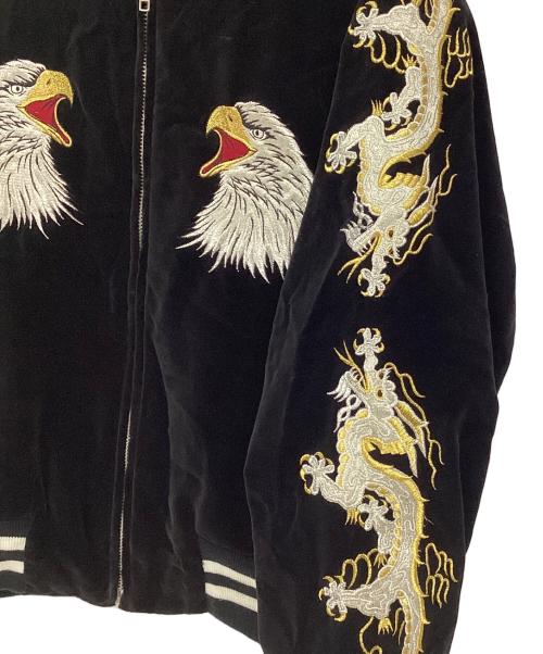 LONDON F.B.（ロンドン エフビー）LONDON F.B. (ロンドン エフビー) ベロアスカジャン ブラック×ホワイト サイズ:FREEの古着・服飾アイテム