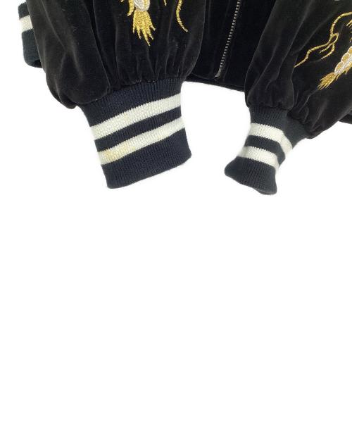 LONDON F.B.（ロンドン エフビー）LONDON F.B. (ロンドン エフビー) ベロアスカジャン ブラック×ホワイト サイズ:FREEの古着・服飾アイテム