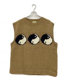Mcmachan Woolen（マクマーンウーレン）の古着「陰陽ニットベスト」｜ベージュ×ブラック