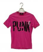 DSQUARED2ディースクエアード）の古着「半袖カットソー」｜ショッキングピンク×ブラック
