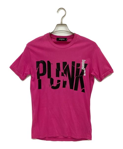 DSQUARED2（ディースクエアード）DSQUARED2 (ディースクエアード) 半袖カットソー ショッキングピンク×ブラック サイズ:Sの古着・服飾アイテム