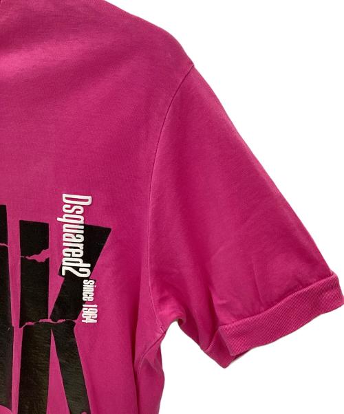 DSQUARED2（ディースクエアード）DSQUARED2 (ディースクエアード) 半袖カットソー ショッキングピンク×ブラック サイズ:Sの古着・服飾アイテム