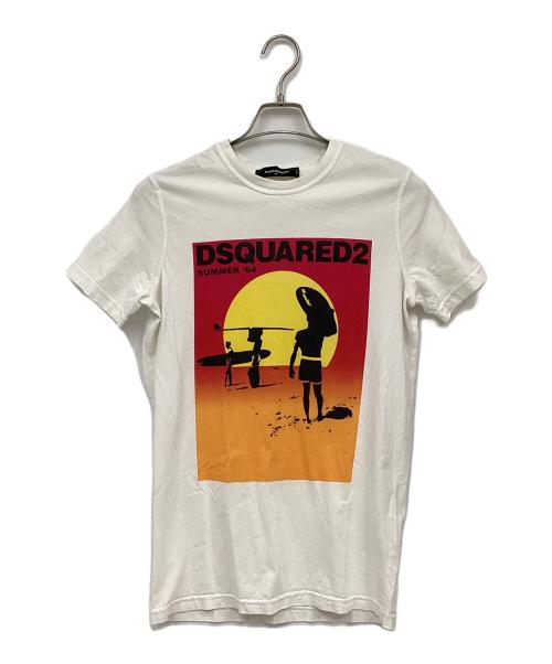 DSQUARED2（ディースクエアード）DSQUARED2 (ディースクエアード) 半袖カットソー/エンドレスサマー ホワイト×レッド サイズ:Mの古着・服飾アイテム