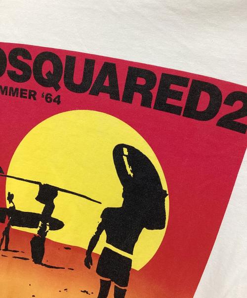 DSQUARED2（ディースクエアード）DSQUARED2 (ディースクエアード) 半袖カットソー/エンドレスサマー ホワイト×レッド サイズ:Mの古着・服飾アイテム