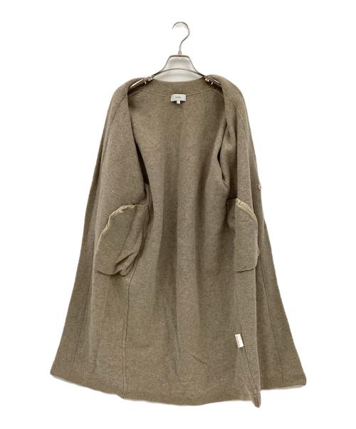 HYKE（ハイク）HYKE (ハイク) ノーカラーメランジウールニットロングカーディガン ベージュ サイズ:1の古着・服飾アイテム