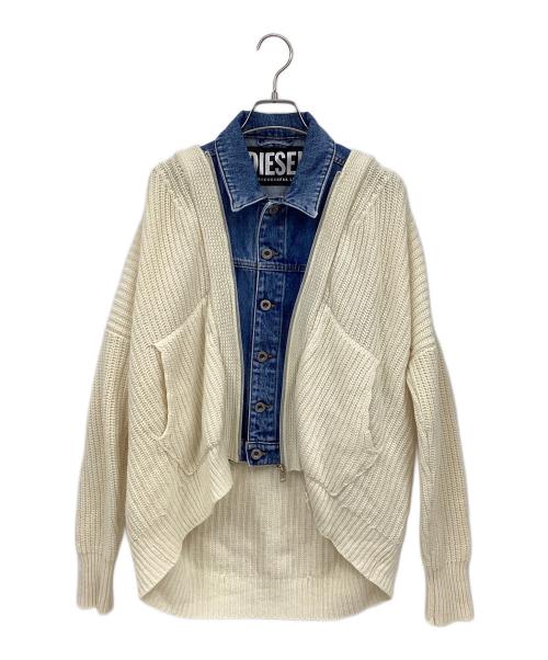 DIESEL（ディーゼル）DIESEL (ディーゼル) ニットドッキングデニムジャケット ブルー×アイボリー サイズ:XSの古着・服飾アイテム