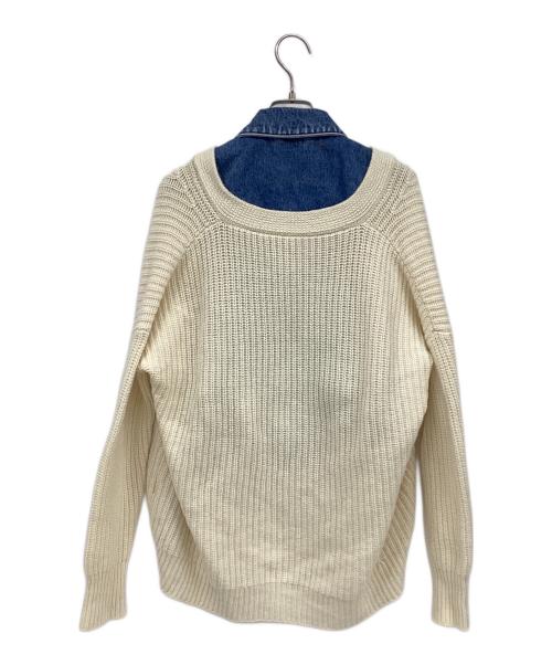 DIESEL（ディーゼル）DIESEL (ディーゼル) ニットドッキングデニムジャケット ブルー×アイボリー サイズ:XSの古着・服飾アイテム