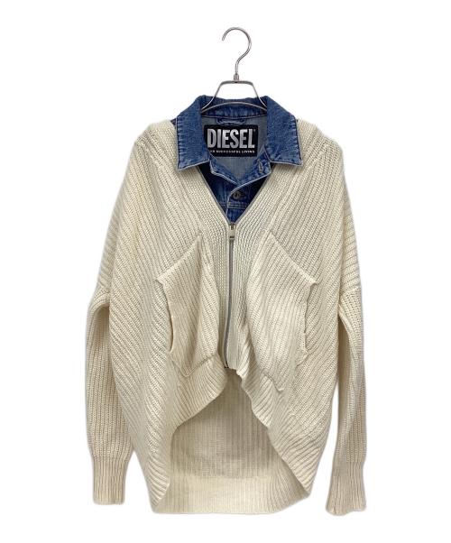 DIESEL（ディーゼル）DIESEL (ディーゼル) ニットドッキングデニムジャケット ブルー×アイボリー サイズ:XSの古着・服飾アイテム