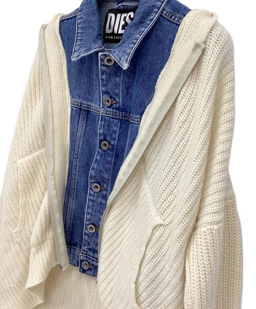 DIESEL（ディーゼル）DIESEL (ディーゼル) ニットドッキングデニムジャケット ブルー×アイボリー サイズ:XSの古着・服飾アイテム