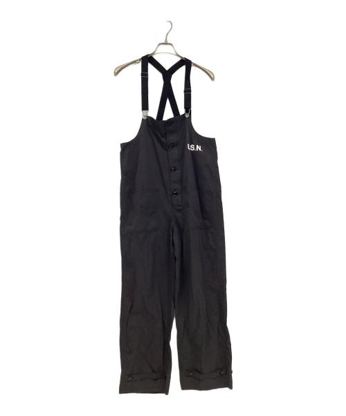 HOUSTON（ヒューストン）HOUSTON (ヒューストン) U'S NAVY (ユーエスネイビー) オーバーオール ブラック サイズ:Mの古着・服飾アイテム