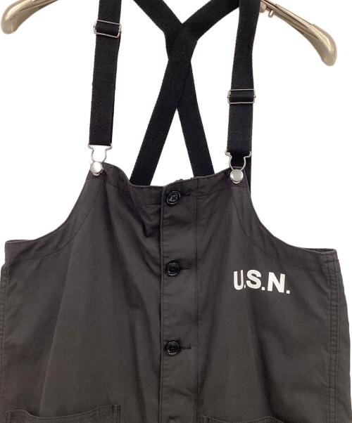 HOUSTON（ヒューストン）HOUSTON (ヒューストン) U'S NAVY (ユーエスネイビー) オーバーオール ブラック サイズ:Mの古着・服飾アイテム