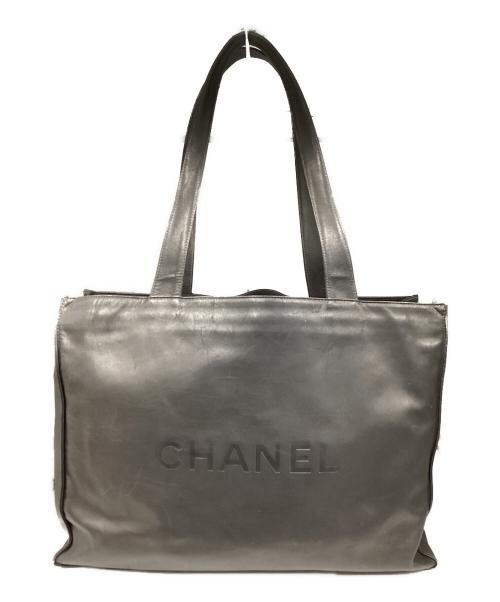 CHANEL（シャネル）CHANEL (シャネル) シャネル/ロゴレザートートバッグ ブラックの古着・服飾アイテム