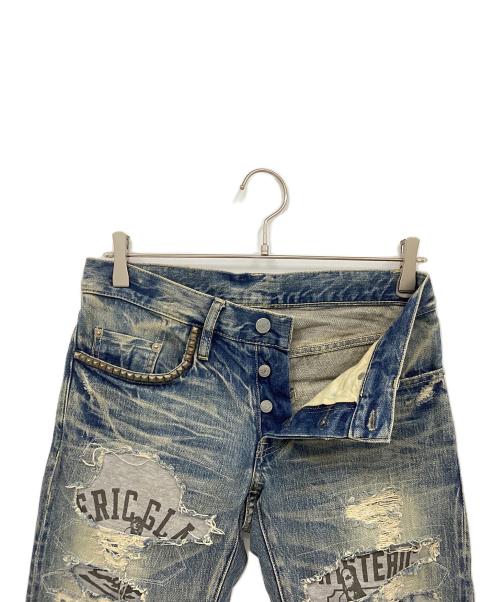 Hysteric Glamour（ヒステリックグラマー）Hysteric Glamour (ヒステリックグラマー) CPR加工リペアクラッシュスタッズデニム インディゴ サイズ:71㎝（W28）の古着・服飾アイテム