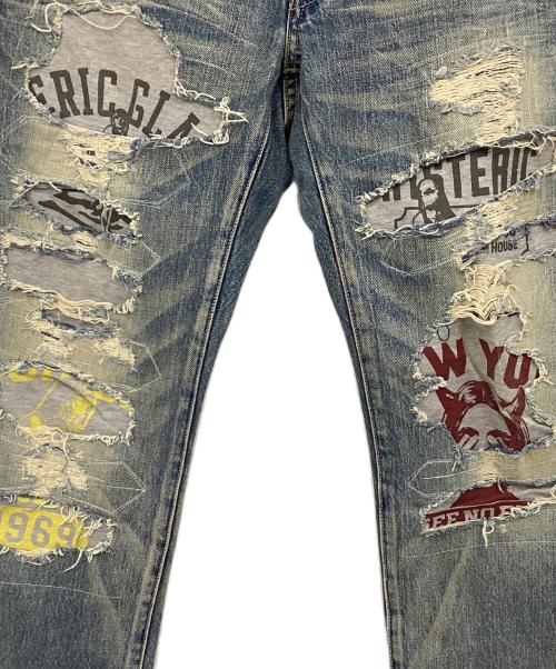 Hysteric Glamour（ヒステリックグラマー）Hysteric Glamour (ヒステリックグラマー) CPR加工リペアクラッシュスタッズデニム インディゴ サイズ:71㎝（W28）の古着・服飾アイテム