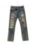 Hysteric Glamour（ヒステリックグラマー）の古着「CPR加工リペアクラッシュスタッズデニム」｜インディゴ